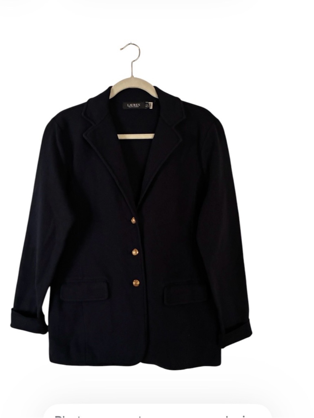 Lauren Ralph Lauren Black Label - Navy Combed Cotton Blend Blazer Sz XL TG